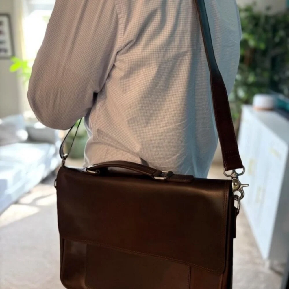 Handcrafted Full Grain Leather Briefcase for Men, Fits 15.6